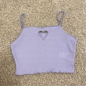 lilac crop top with heart cut out